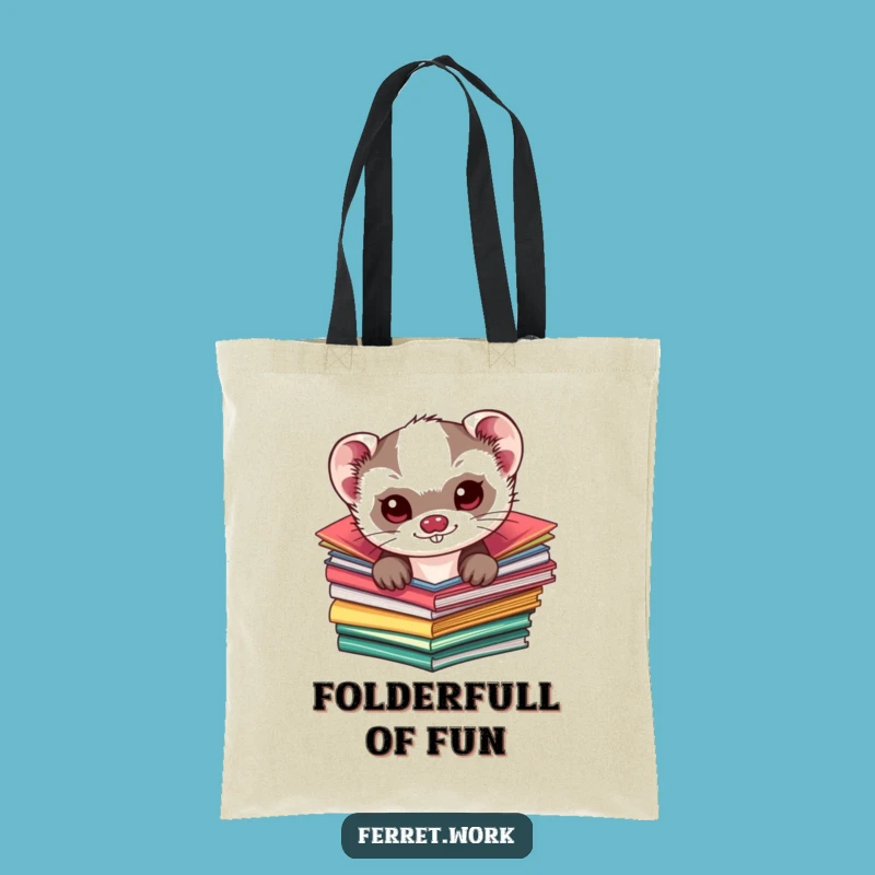 Funny Kawaii Ferret Folder Tote Bag: Cute & Handy Gift
