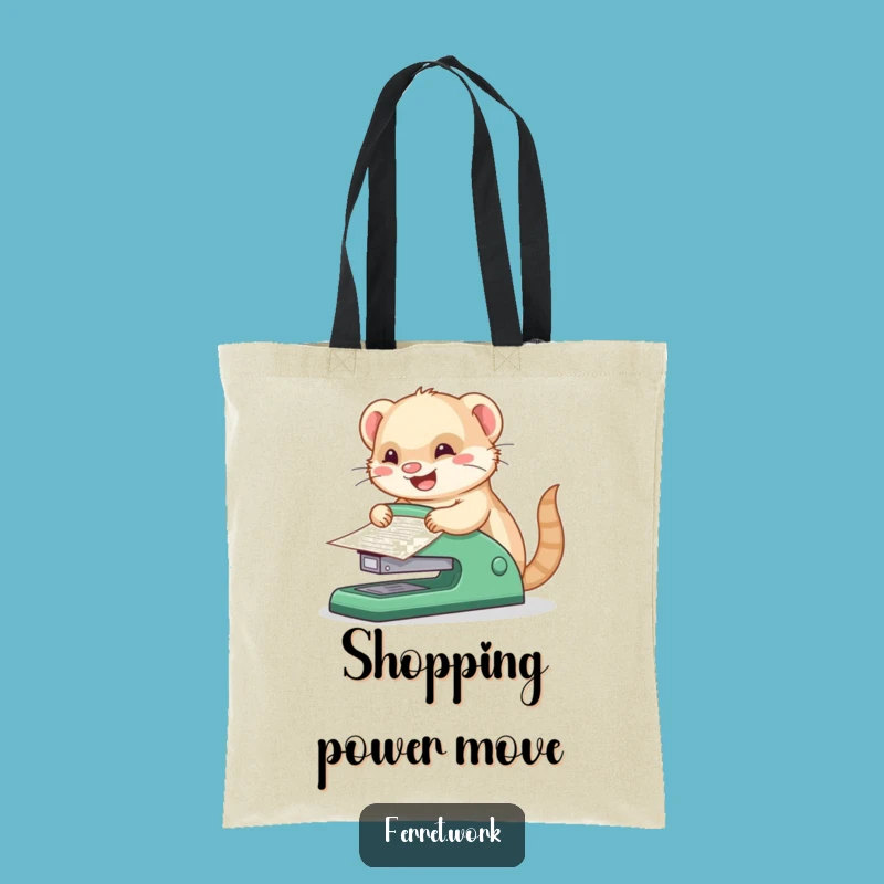 Funny Kawaii Office Ferret Stapler Tote Bag, Carry Your Tools