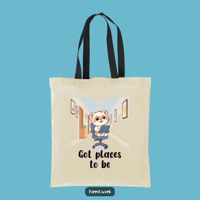 Funny Kawaii Office Ferret Zoom Tote Bag, Carry Your Laughs