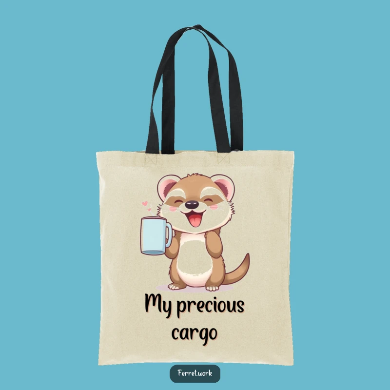 Joyful Ferret Tote Bag: Cute & Funny Coffee Carryall Gift