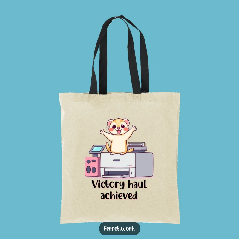 Funny Kawaii Office Ferret Printer Dance Tote Bag, Carry Your Wins